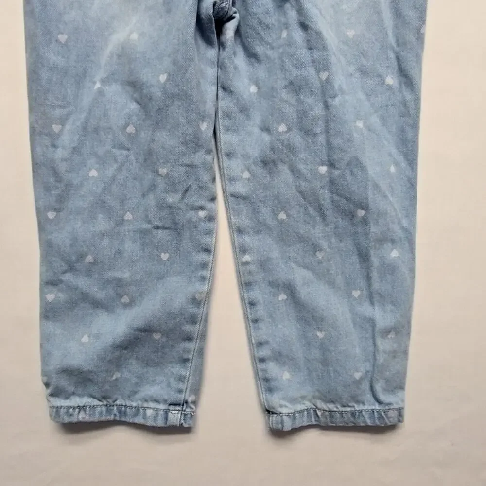 OshKosh B'gosh Heart Print Denim Overalls Light Blue Kids 4T Bibs